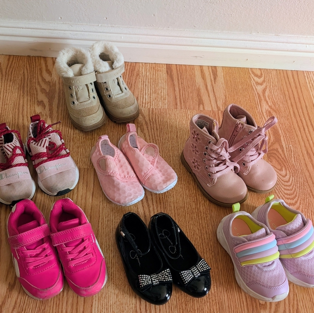 Bundle of 6 Pairs Girls Kids Shoes (New & Used) Size 6